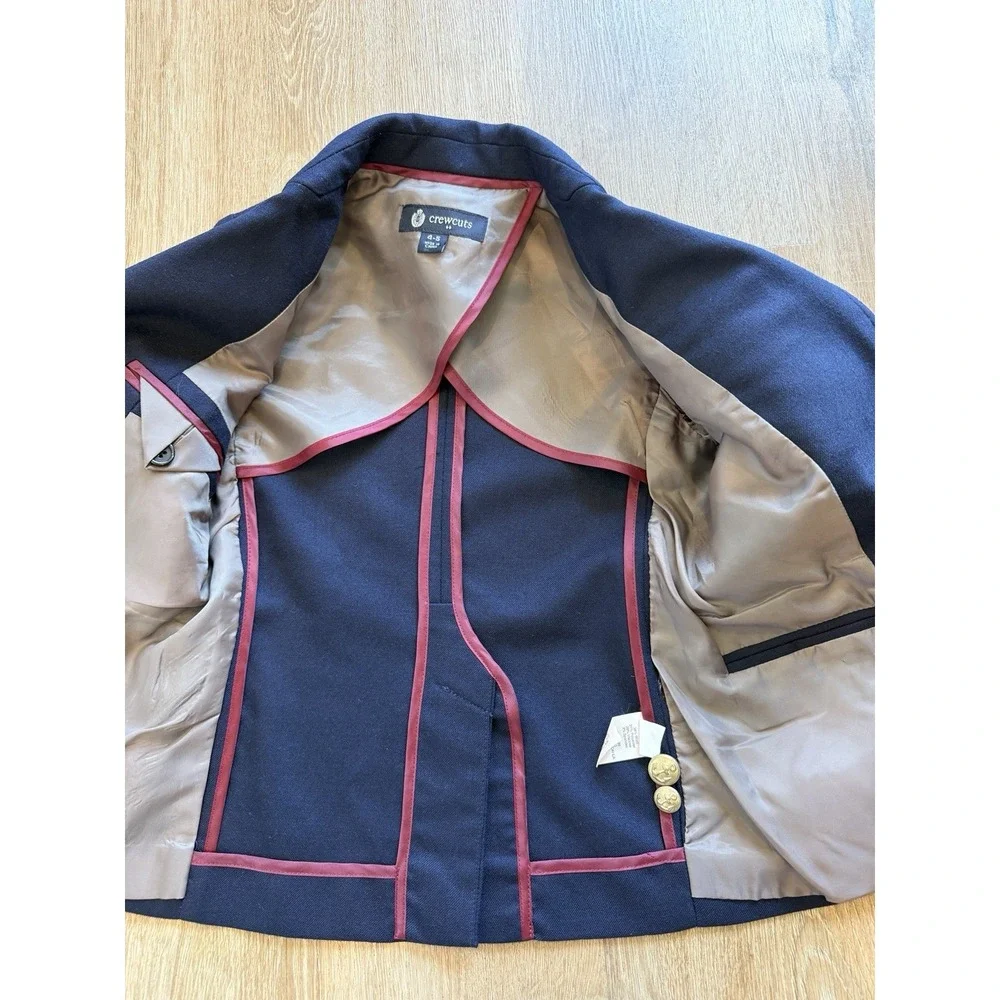 Crewcuts Navy Blue Boys Blazer with gold buttons Size 4-5 Wool Blend